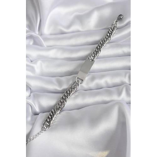 316L �elik G�m�� Renk �sim Yaz�labilir Plaka Model Kad�n Bileklik