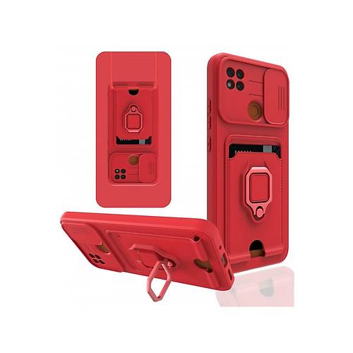 Redmi 9C K�l�f Zuma Kartvizitli Y�z�kl� Silikon - K�rm�z�