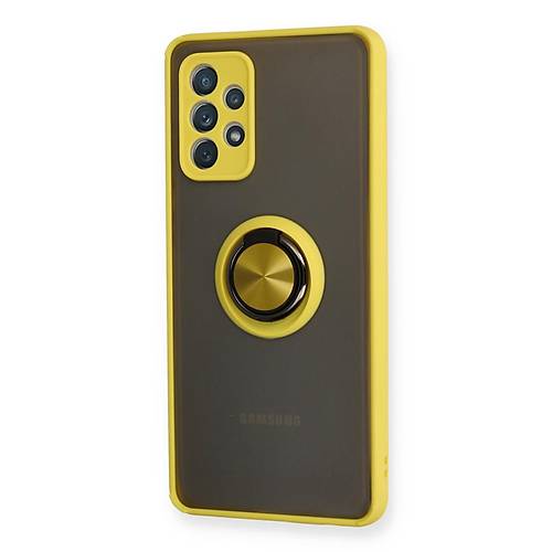 Galaxy A72 K�l�f Montreal Y�z�kl� Silikon Kapak - Sar�