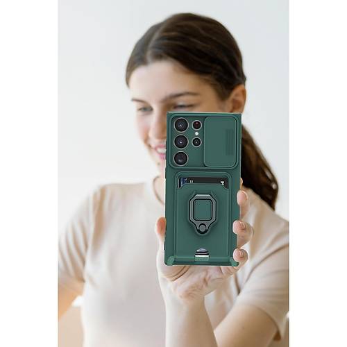 Galaxy S25 Ultra K�l�f Zuma Kartvizitli Y�z�kl� Silikon - Ye�il