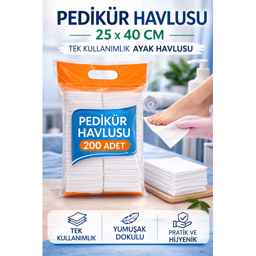 Pedik�r Havlusu 25 x 40 cm Tek Kullan�ml�k Ayak Havlusu 200 Adet