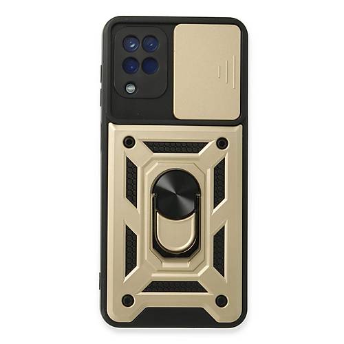 Galaxy A22 K�l�f Pars Lens Y�z�kl� Silikon - Gold