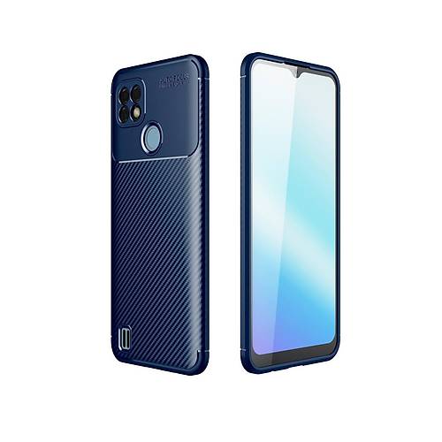 Realme C21 K�l�f Auto Focus Karbon Kapak - Lacivert