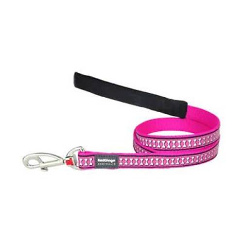 Reflekt�rl� Kemik Desenli Pembe K�pek Uzatma Tasmas� Small 15 Mm 1,2 Mt