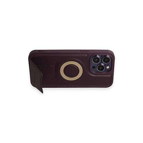 iPhone 14 Pro K�l�f Merk�r Magneticsafe Standl� Kapak - Derin Mor