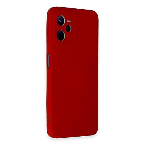 Realme C35 K�l�f Nano i�i Kadife Silikon - K�rm�z�