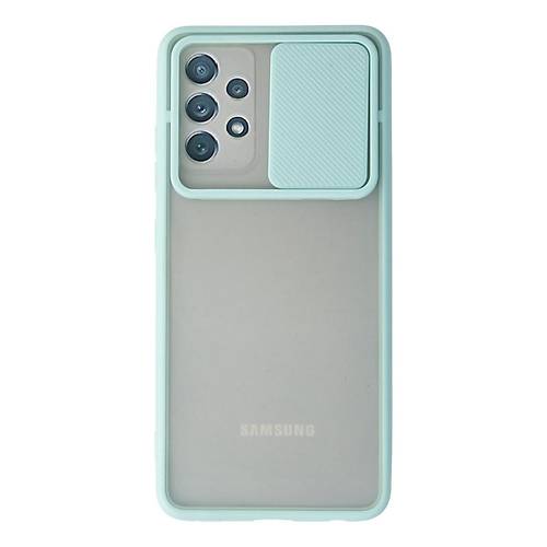 Galaxy A72 K�l�f Palm Buzlu Kamera S�rg�l� Silikon - Turkuaz