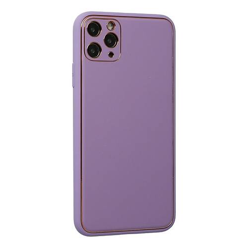 iPhone 11 Pro Max K�l�f Coco Deri Silikon Kapak - Lila