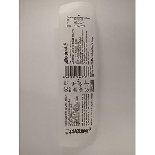Dental Luer Lock Enjekt�r 2,5 ML- 27G /50 mm 3P ��r�nga