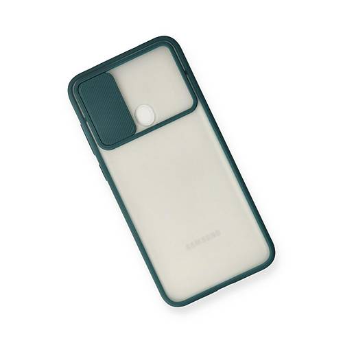 Galaxy A11 K�l�f Palm Buzlu Kamera S�rg�l� Silikon - Ye�il