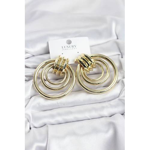 Pirin� Gold Renk Halka Model Vintage Kad�n K�pe