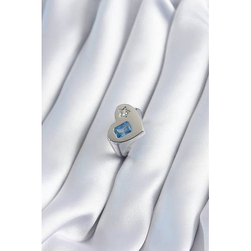 Pirin� G�m�� Renk Kalp Model Y�ld�z Zirkon Ta� Detay Kad�n Y�z�k