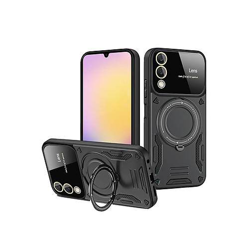 Galaxy S25 Edge K�l�f Joy Lens Standl� Kapak - Siyah