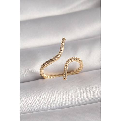 Pirin� Gold Renk Zirkon Ta�l� Kad�n Y�z�k