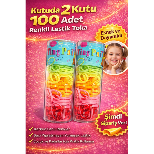 2 Kutu 100 Adet Renkli Lastik Toka Seti Kar���k Renkli Sa� Lasti�i �ocuk ve Kad�n Sa� Tokas�