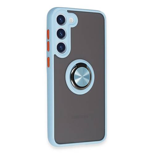 Galaxy S23 Plus K�l�f Montreal Y�z�kl� Silikon Kapak - Buz Mavi