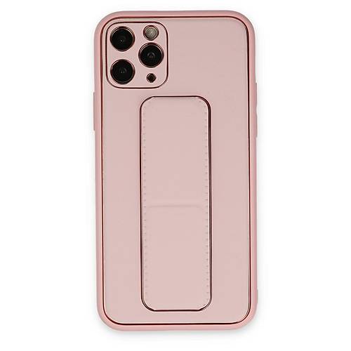 iPhone 11 Pro Max K�l�f Coco Deri Standl� Kapak - Pembe
