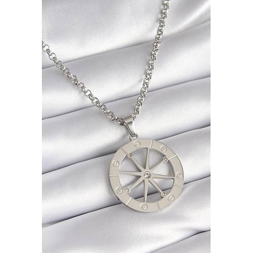 316L �elik G�m�� Renk Zirkon Ta�l� R�ya Kapan� Model ��eme Detay Kad�n Kolye