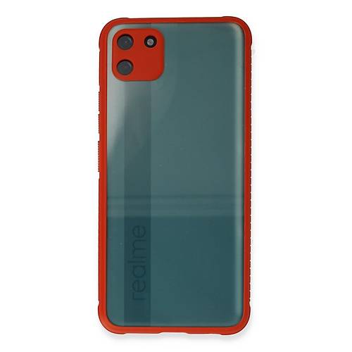Realme C11 K�l�f Miami �effaf Silikon - K�rm�z�