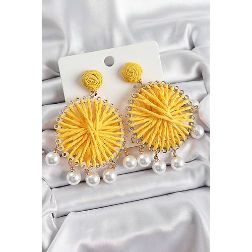 Sar� Has�r �rg� Sarmal Model Sallant�l� �nci Detayl� Gold Renk Kad�n K�pe