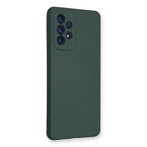 Galaxy A73 5G K�l�f Nano i�i Kadife Silikon - Koyu Ye�il
