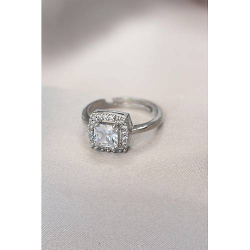 G�m�� Renk Baget ve Zirkon Ta�l� Kare Y�z�k