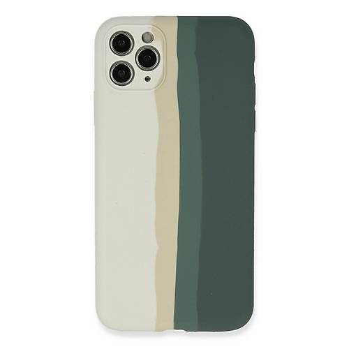 iPhone 11 Pro K�l�f Ebruli Lansman Silikon - Beyaz-Gri