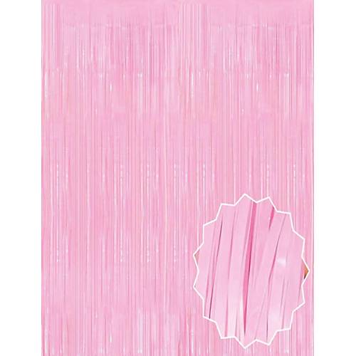 Soft Pembe P�sk�ll� Kap� Perdesi - Parti, Baby Shower, Cinsiyet Partisi 1x2 m