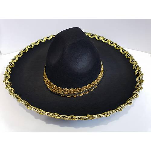 Alt�n Renk �eritli Meksika Mariachi Latin �apkas� 55 cm �ocuk