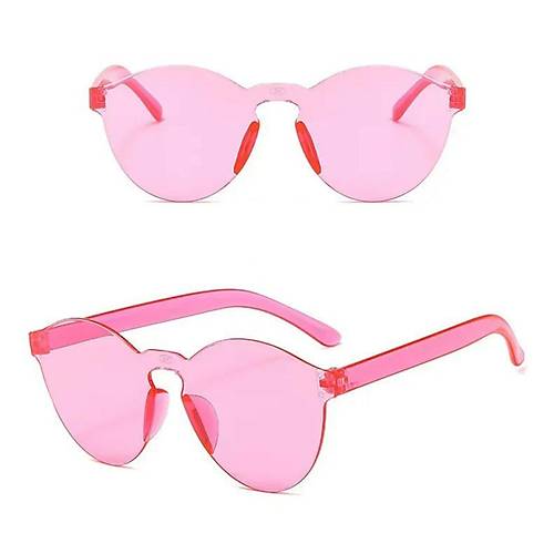 Sert Mika Oval �ekilli �er�evesiz Pembe G�zl�k Retro Parti 5x14 cm