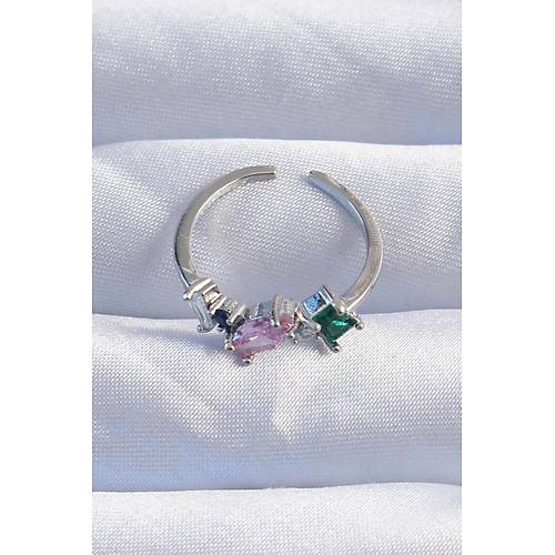 Pirin� G�m�� Renk Renkli Zirkon Ta�l� Ayarlanabilir Y�z�k