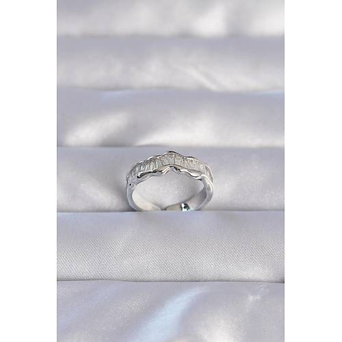 Pirin� G�m�� Renk Zirkon Ta�l� Dalgal� Su Yolu Model Ayarlanabilir Y�z�k