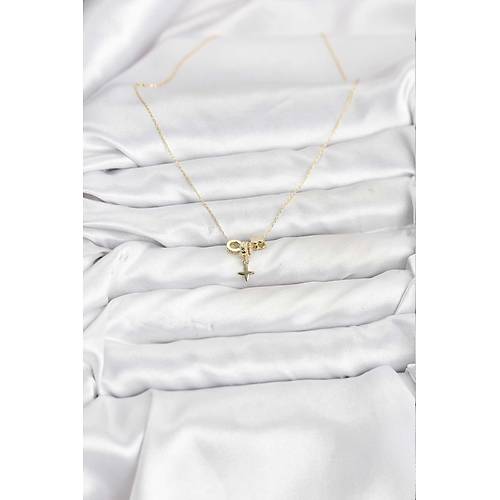 Gold Renk Pirin� Minimal Charml� Kad�n Kolye