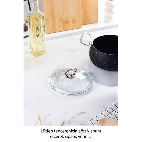 16 Cm Tencere & Tava & Sahan i�in Metal Kulplu Cam Kapak (T�M TENCERELERE UYUMLUDUR)
