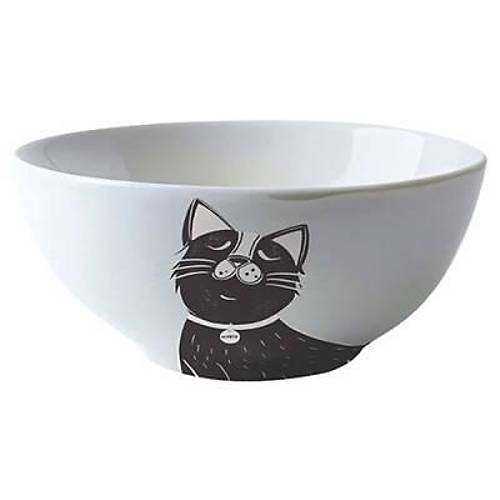 Galya Seramik Kedi Mama ve Su Kab� Siyah Beyaz 550 Ml