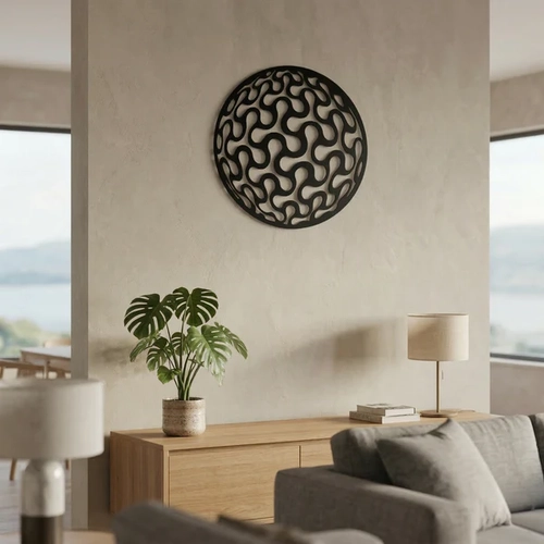 Geometrik Desenli Daire Duvar Tablosu MDF Lazer Kesim Modern Minimal Duvar S�s�