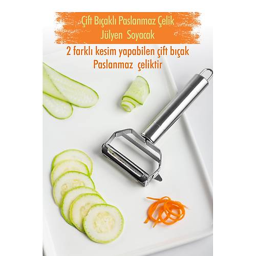 Paslanmaz �elik Sebze Meyve Julyen Soyucu & Do�ray�c� 17 Cm