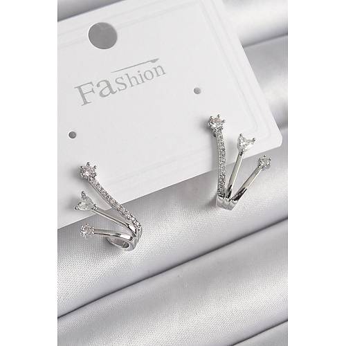 Pirin� G�m�� Renk Zirkon Ta�l� Kad�n K�pe