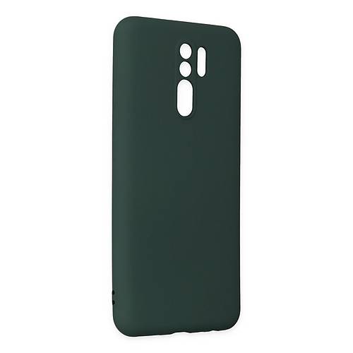 Redmi 9 K�l�f Nano i�i Kadife Silikon - Koyu Ye�il