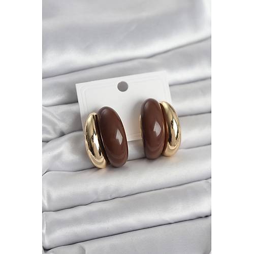 Damla Model Kahverengi Vintage Gold Renk Kad�n K�pe