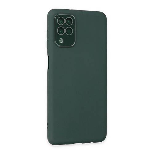 Galaxy A22 K�l�f Lansman Glass Kapak - Koyu Ye�il