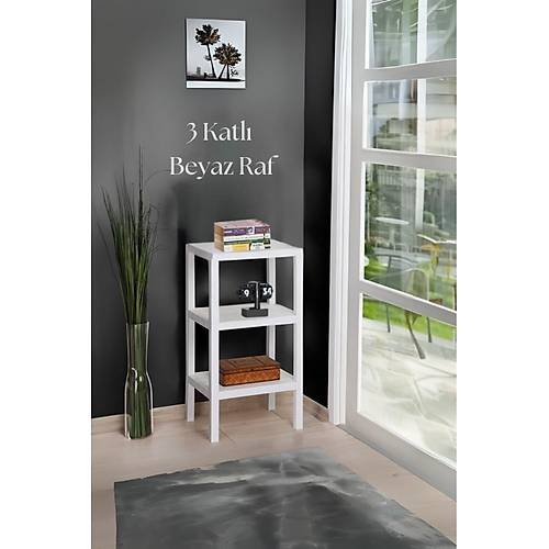 3 Katl� Beyaz Raf Kitapl�k & Banyo D�zenleyicisi 73,5 cm-BRNS0048