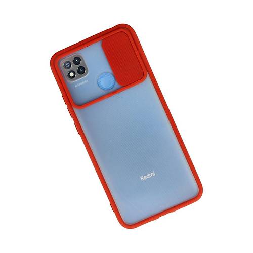 Redmi 9C K�l�f Palm Buzlu Kamera S�rg�l� Silikon - K�rm�z�
