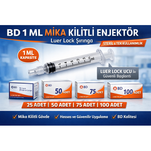BD 1 ML Mika Kilitli Enjekt�r Luer Lock ��r�nga