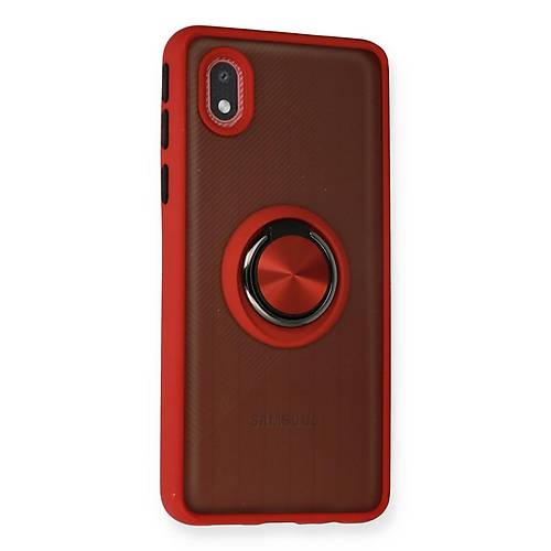 Galaxy A01 Core K�l�f Montreal Y�z�kl� Silikon Kapak - K�rm�z�