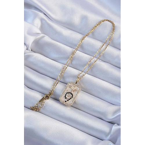 316L �elik Zincir Alt�n Renk Zirkon Ta�l� Minimal Papatya Fig�rl� Tarot Kolye