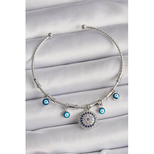 Pirin� G�m�� Renk Sallant� Zirkon Ta�l� Nazar Boncuk Fig�r Charm Bileklik