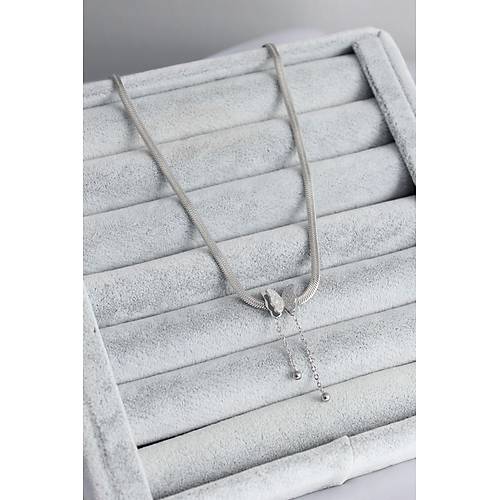 316L �elik G�m�� Renk �talyan Zincir Model Simli Kelebek Fig�r Kad�n Kolye