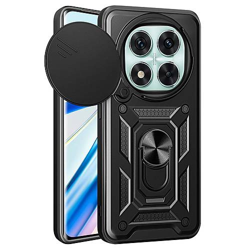 Redmi Note 14 Pro 5G K�l�f Pars Lens Y�z�kl� Silikon - Siyah