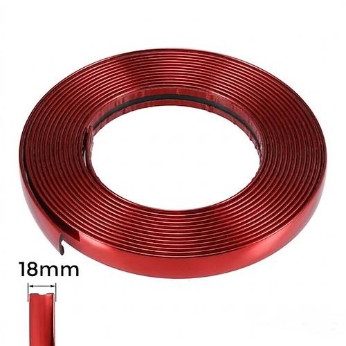 Yap��kanl� Nikelaj �erit Bant Dekoratif ��ta 18mm 5 Metre Parlak K�rm�z�